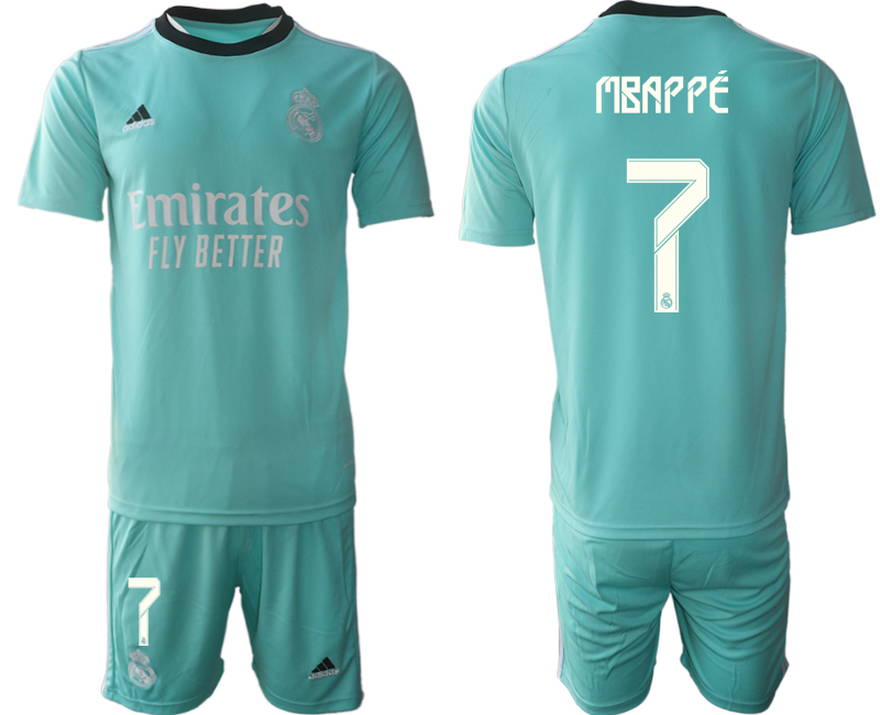 Men 2021-2022 Club Real Madrid second away Light blue #7 Soccer Jerseys